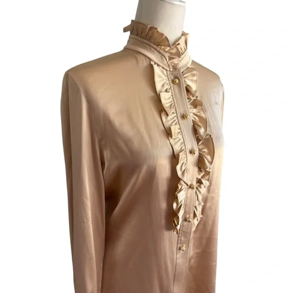 St. John Collection Silk Ruffle Blouse - Picture 3 of 8